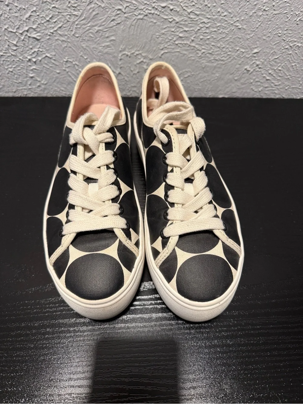 kate spade Black & Cream Polka Dot Platform Sneakers